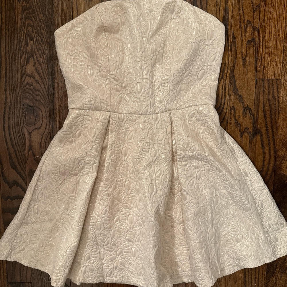 Strapless Cream Floral Dress